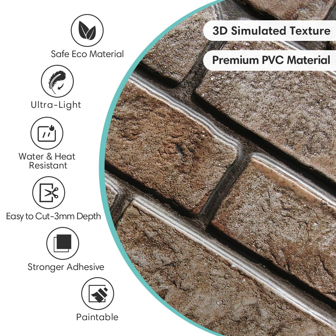 Commomy 3D Faux Brick Wall Panels - 10 pcs 11.8" x 11.8" Small Size Thin PVC Peel and Stick Brick Backsplash Brick Wallpaper Tiles for Kitchen,Living Room,Fireplace,Quick Interior DIY Home Wall Decor
