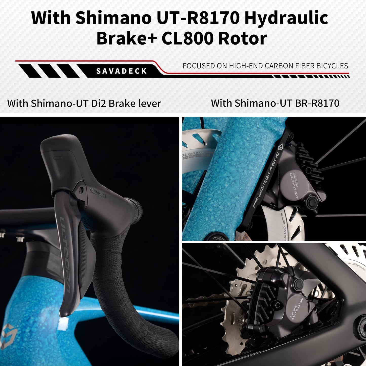 SAVADECK SLR8-Ultegra Full Carbon Road Bike with Shimano 105 R8170 24S Set for Adults, (Wave Pattern(W45), Red, 48cm)