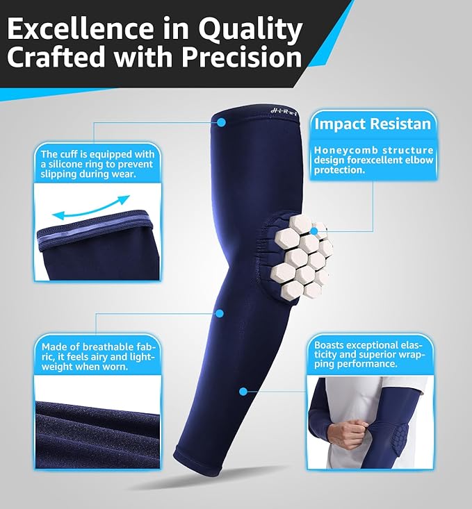 HiRui Elbow Pads for Teenagers Men Women, Elbow Brace Basketball Shooter Sleeves Arm Compression Sleeves