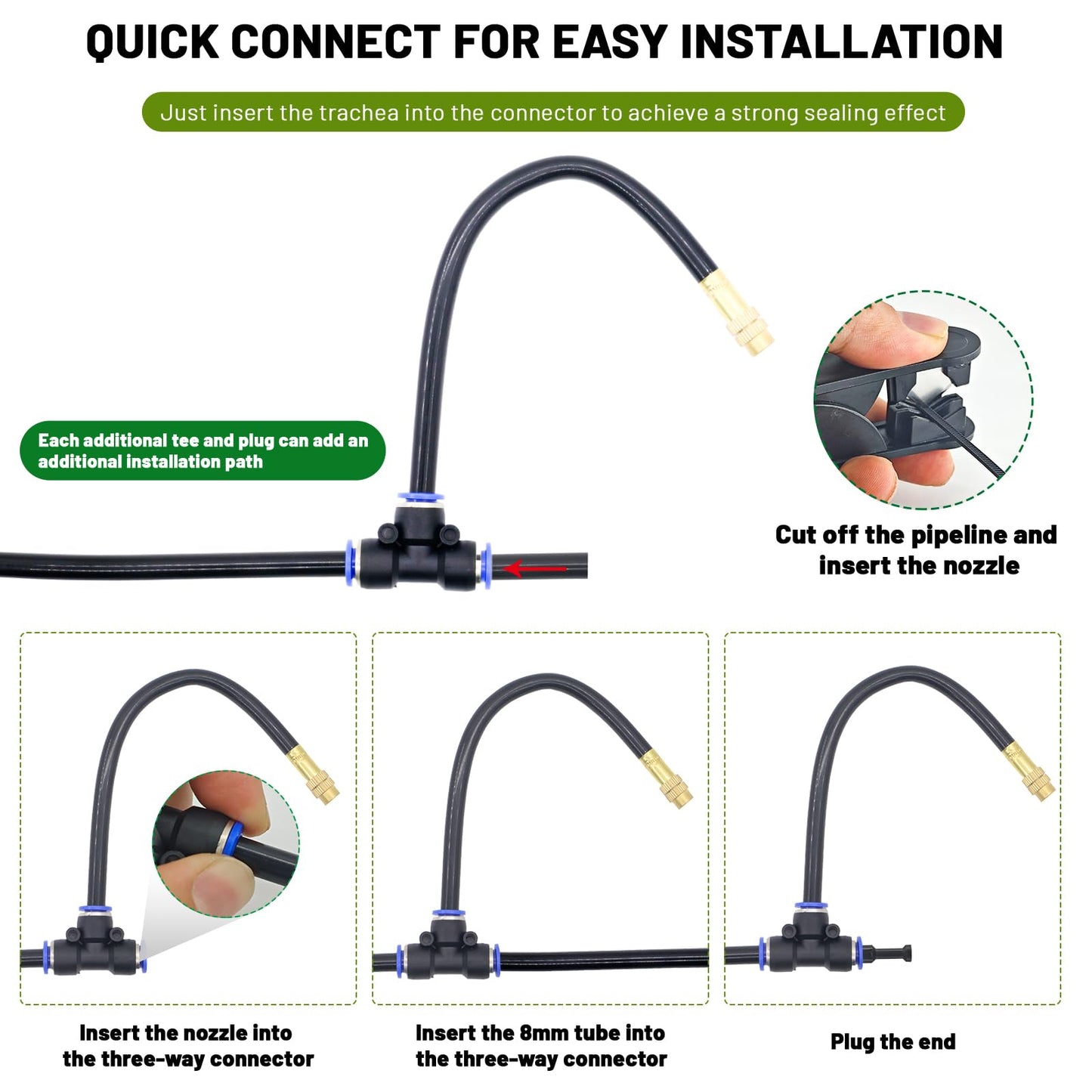 Thiswing 360° Adjustable Drip Irrigation System - 66 FT Garden Watering System with 22 Nozzles, Raised Bed Sprinkler System, Garden Mister for Yard, Lawn, Plants, 5/16" Tubing