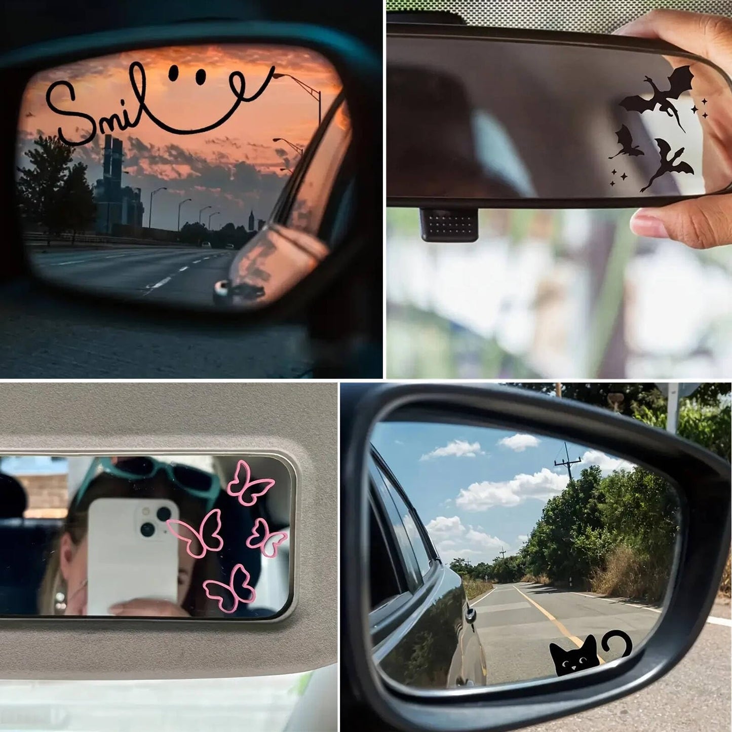 2PCS Butterfly Car Mirror Decal,Rearview Mirrors Sticker,Butterfly Car Accessories Vinyl Cute Cars Stickers and Decals Gifts for Women,Men,Kids,Teens,for Bathroom Decal,Computers