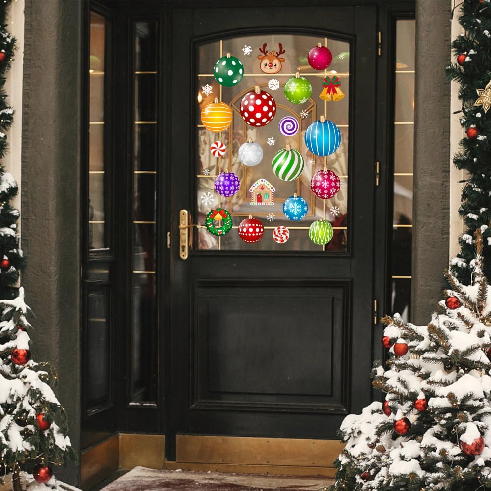 IMISHM Removable Christmas Wall Stickers - Candy Balls Ornaments Sticker for Wall, Refrigerator, Window, Door Decor