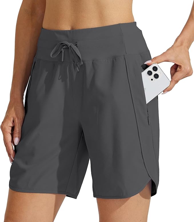 Willit Women's 7" Athletic Running Shorts Long Workout Hiking Shorts Quick Dry High Waisted Active Zipper Pocket(3X-Large)