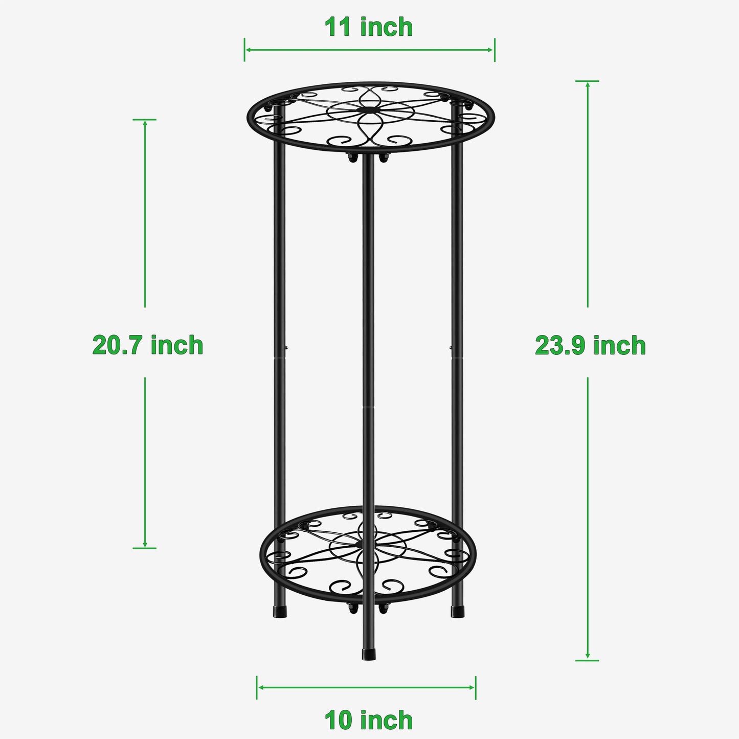CASIMR Plant Stand Indoor Outdoor, Metal Rustproof Flower Shelf 2 Tier 23.9 inch, Tall Multiple Plant Pot Holder Rack for Garden Patio Living Room Corner Balcony, Black