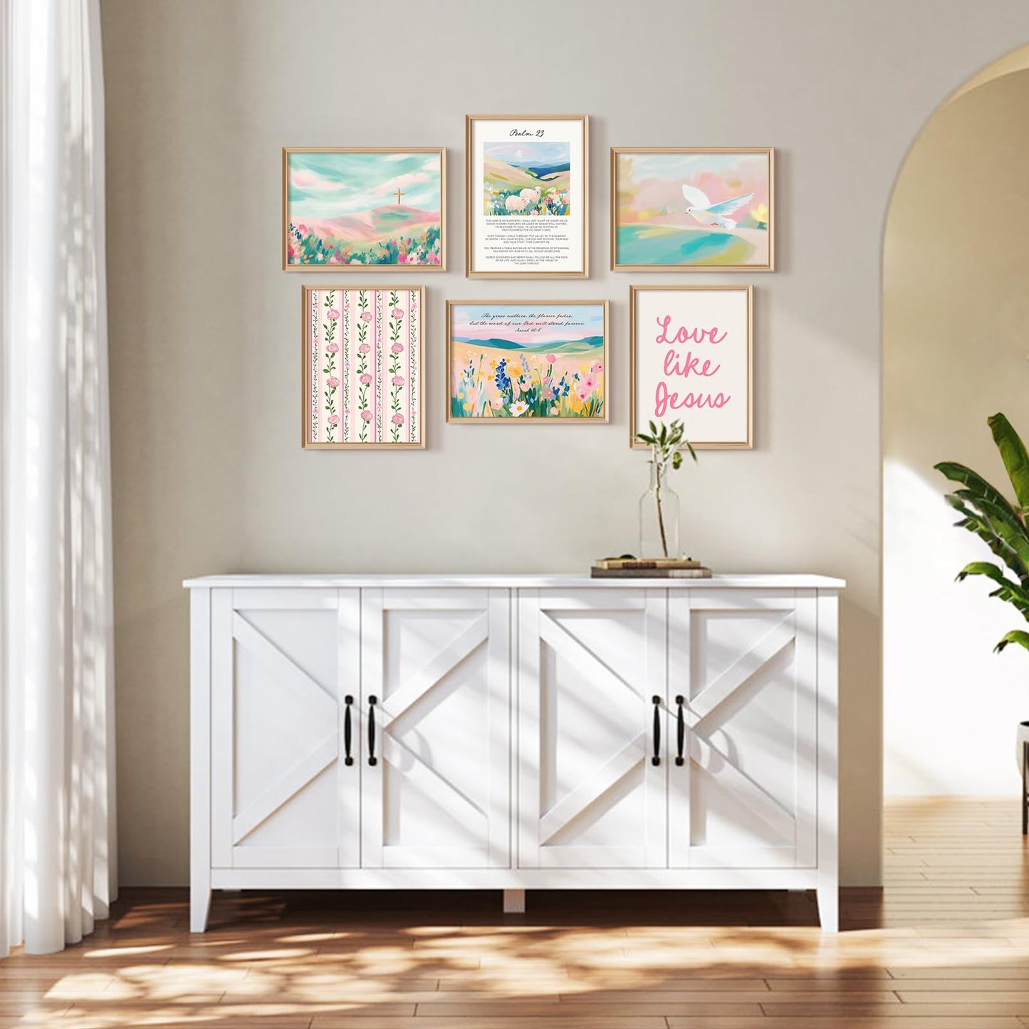 Pastel Pink Christian Wall Art Bible Verse Preppy Canvas Wall Decor Girl Trendy Christian Poster Aesthetic Floral Scripture Prints Cute Religious Pictures for Girls Room Bedroom 8x10x6 Inch Unframed