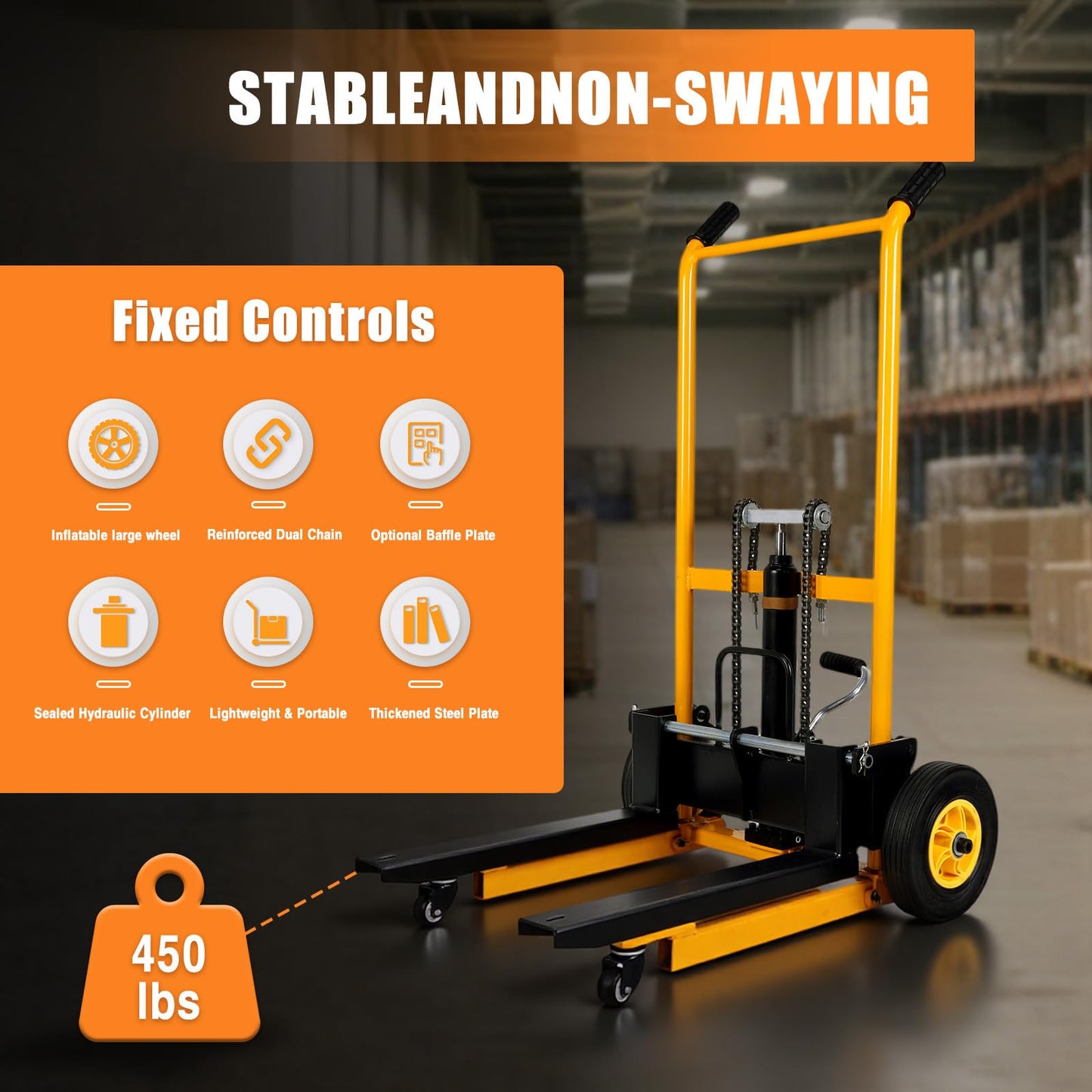 Mini Forklift Foldable Transport Lifting Cart with Swivel Wheels Portable Pallet Jack Table Cart Wear Resist for Household Warehouse Factory