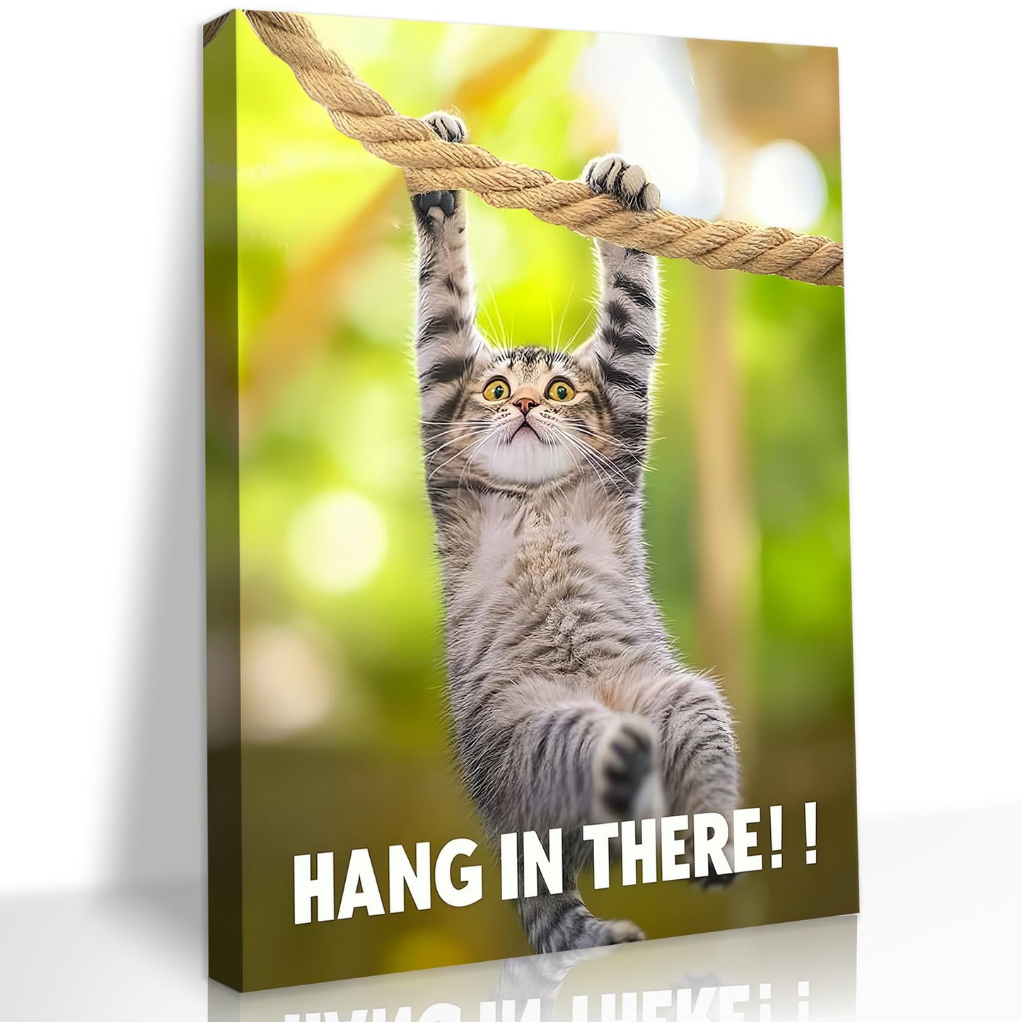 Hang in There Cat Posters Funny Motivational Wall Art Inspirational Cat Wall Decor Painting Funny Office Pictures Inspirational Prints for Home Bathroom Bedroom Ready to Hang(12x16in Wrapped Canvas)
