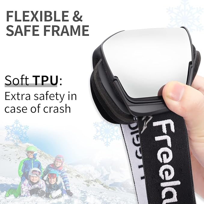 Freela Kids Ski Snowboard Goggles for Toddler(3-14) Youth Anti Fog Anti UV Goggles Girls Boys Snow Skiing Equipment