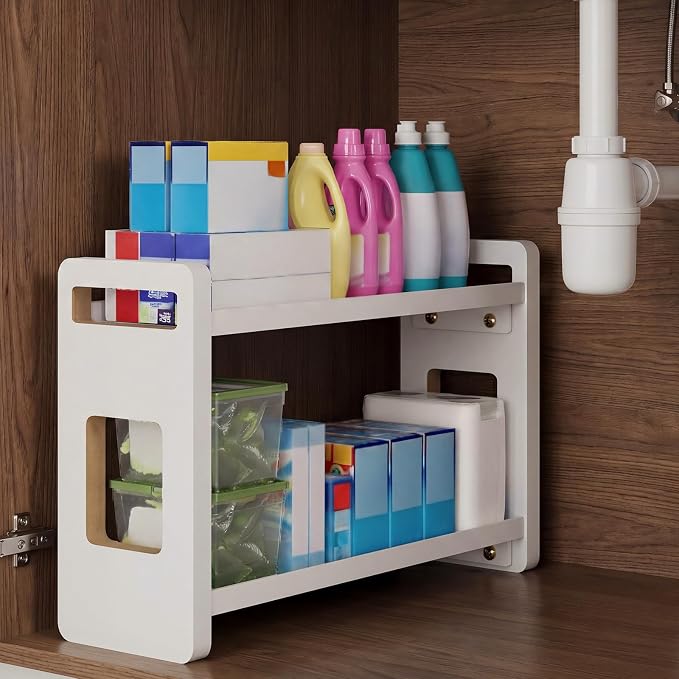 Bathroom Organizers And Storage,Bathroom Counter Organizer,Bathroom Counter Shelf,Bathroom Sink Organizer,Vanity Organizers,Vanity Storage,Makeup Organizer Countertop,Perfume Display(White 2 Tier)
