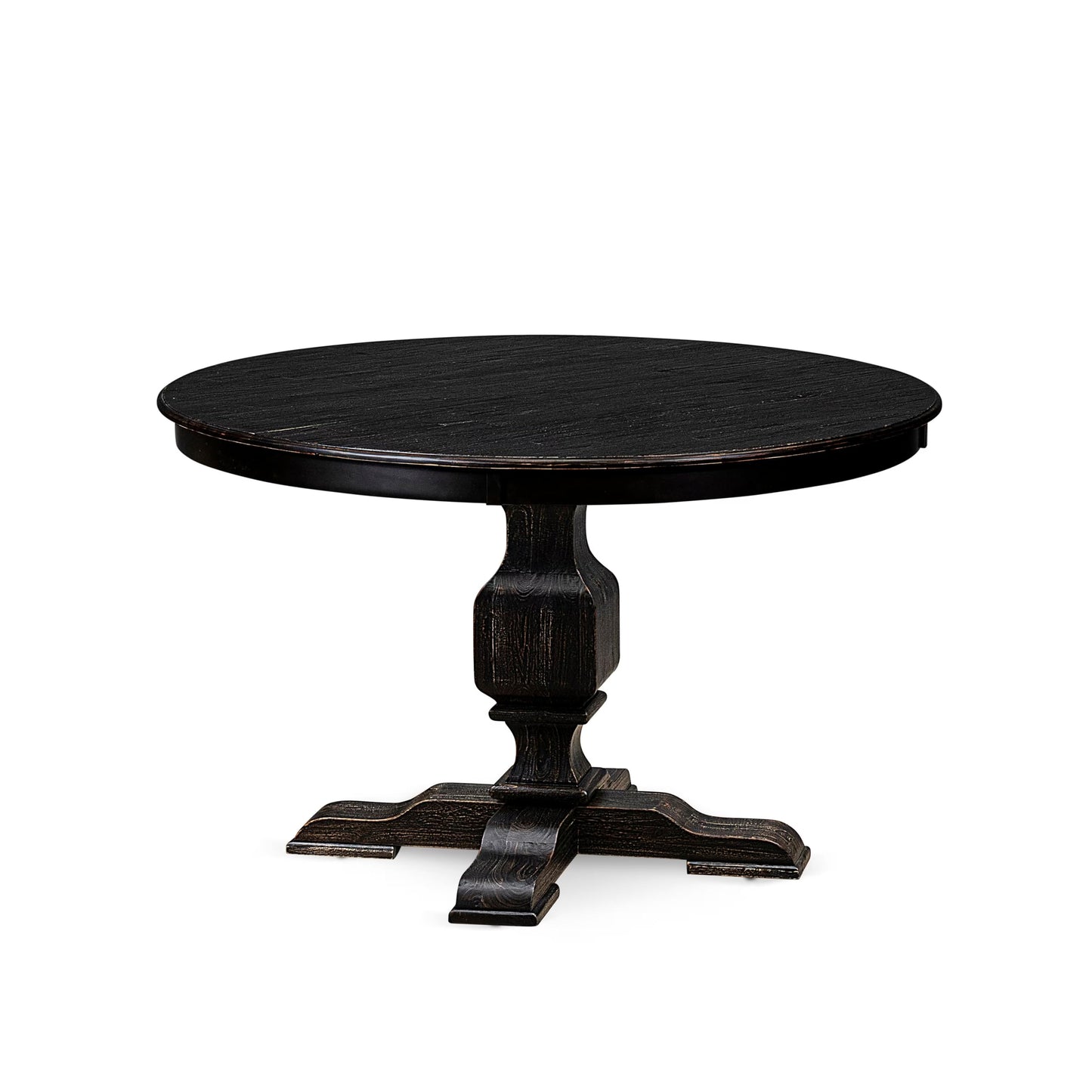 Luxe by East West Furniture FE3-11-TP - Modern Dining Table with Acacia Wood Round Tabletop, Sand Blasted Black Finish