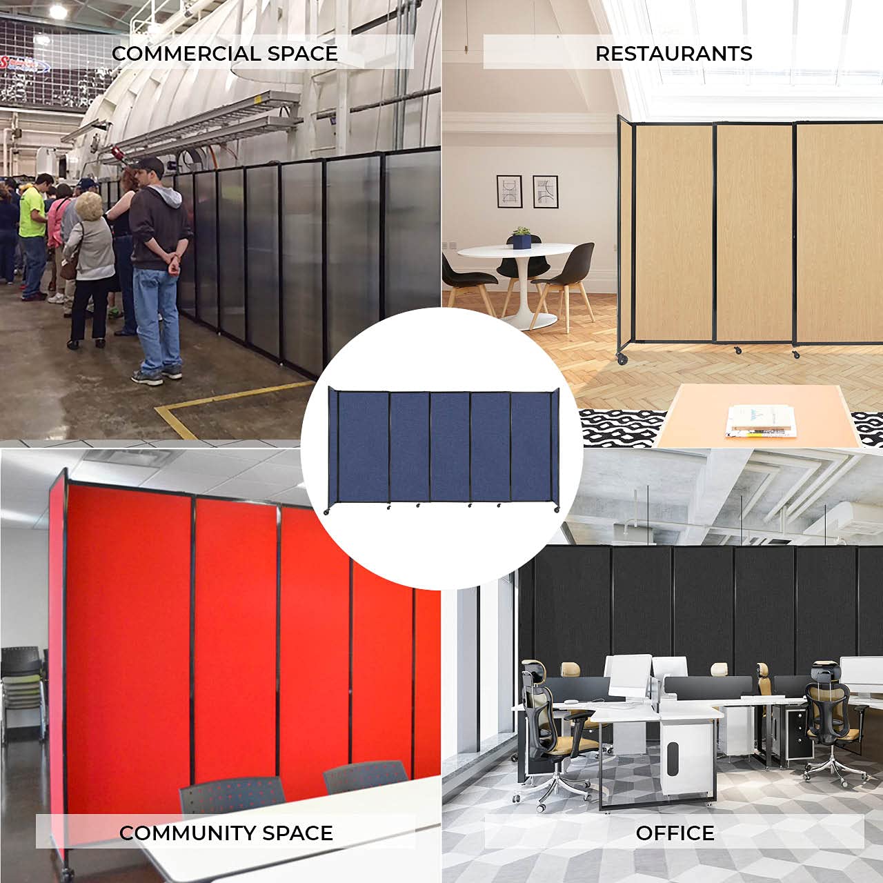 Versare Straightwall Sliding Portable Wall Partition | Freestanding Office Dividers | Locking Wheels | Temporary Room Separator | 15'6'' Wide x 6'10'' Tall Red Fabric Panels