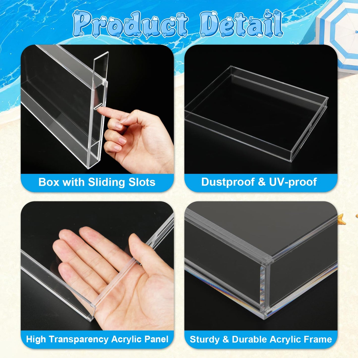8.5 x 11 Inch Clear Acrylic Wall Mount Seashell Display Box, 3D Floating Display Case Shadow Box Frame, Ideal for Wine Bottle Caps, Tickets, Shells, Stamps and More