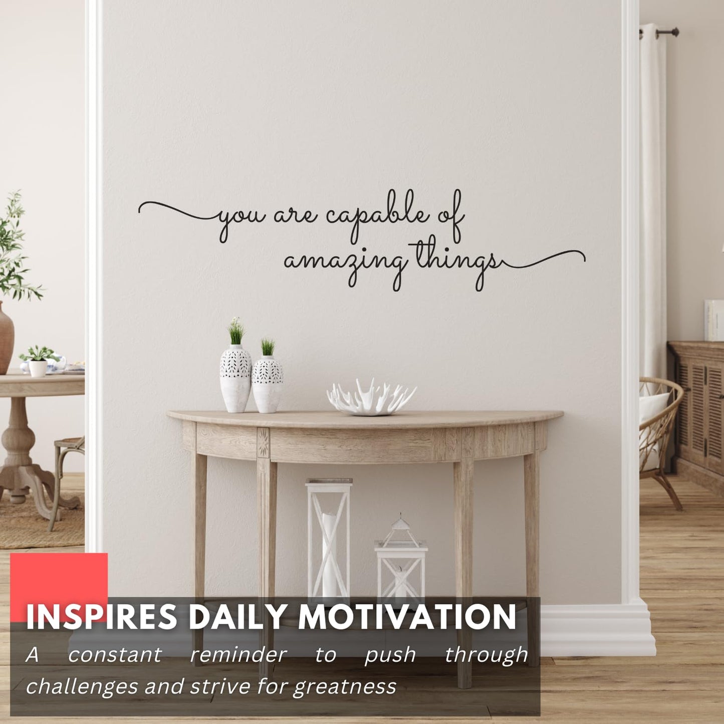 My Vinyl Story - You are Capable of Amazing Things Wall Decal - Inspirational Sticker Quote, Motivational Vinyl Art Decor for Positivity, Affirmation, Home Office, Classroom - Removable (Black, 36x9)