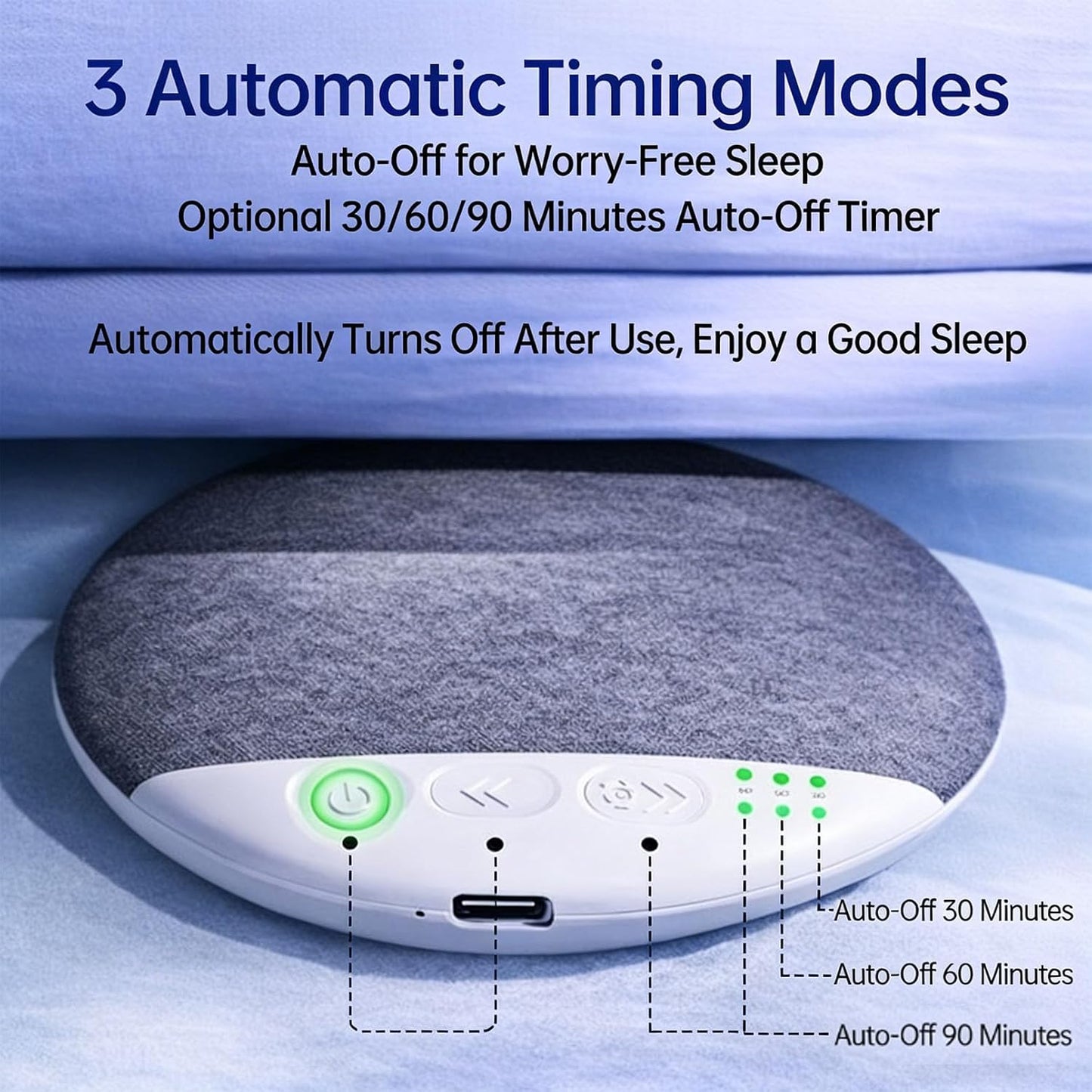 (1Pcs-A) Under Pillow Speaker Bluetooth, Bluetooth Pillow Speaker for Sleeping, Pillow Speakers for Sleeping, White