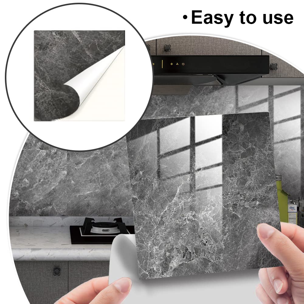 Tile Stickers Self Adhesive Tiles Decals Marble Pattern Stick on Tile Covers for Kitchen Bathroom Walls 10 Pcs
