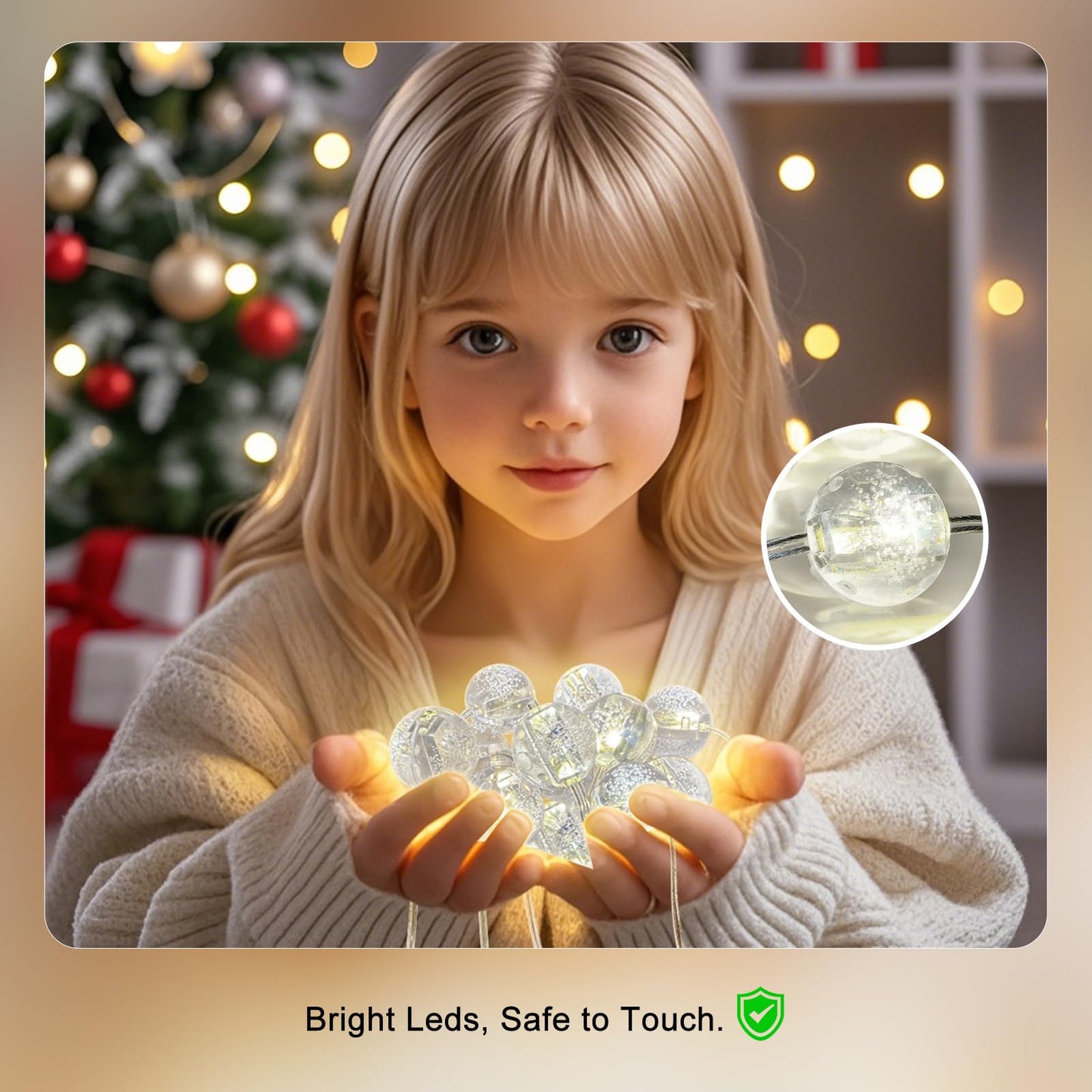 Patioman Ball Curtain Lights, Warm White Window Light 70 Balls Hanging Lights with Remote Fairy Led Twinkle String Light Home Bedroom Wall Ceiling Décor for Christmas, Wedding, Party, Birthday