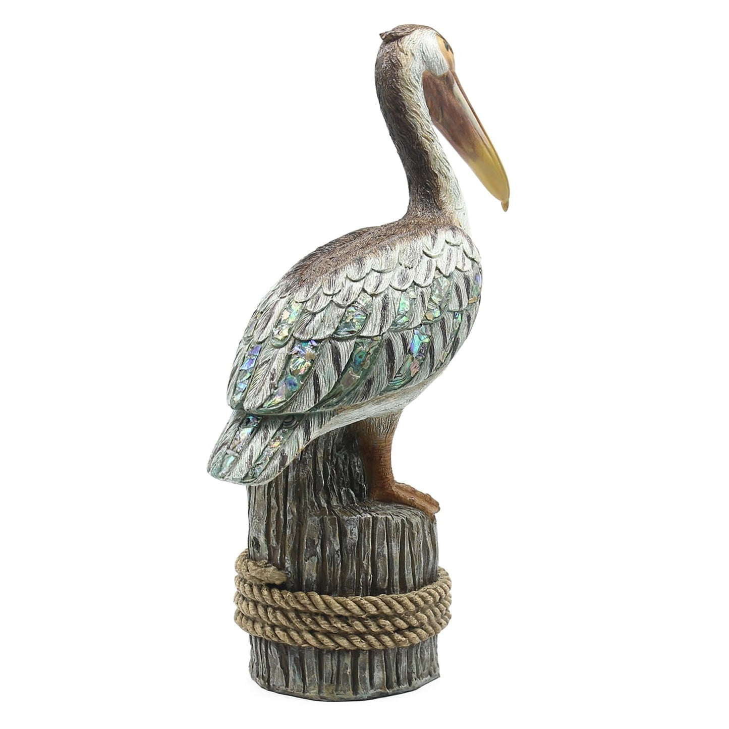 Lukitas Standing Pelican Statue and Sculpture Decor, Nautical Coastal Beach Bird Figurine, Creative Decorative Ornament for Home Garden Yard Lawn Outdoor, Resin 14''