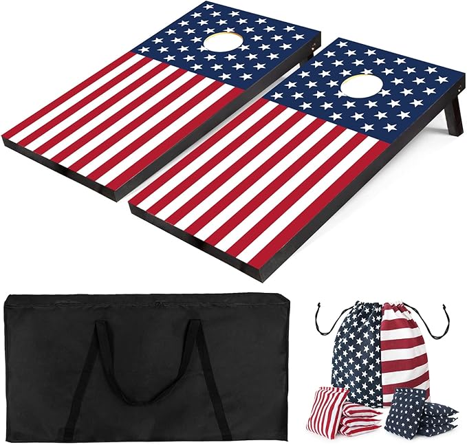 PetGirl Wood Cornhole Boards Set, Indoor & Outdoor Corn Hole Games for Adults Kids, Corn Hole Sets with Carry Case & 8 Bean Bags, Toss Game for Yard, Backyard, Beach
