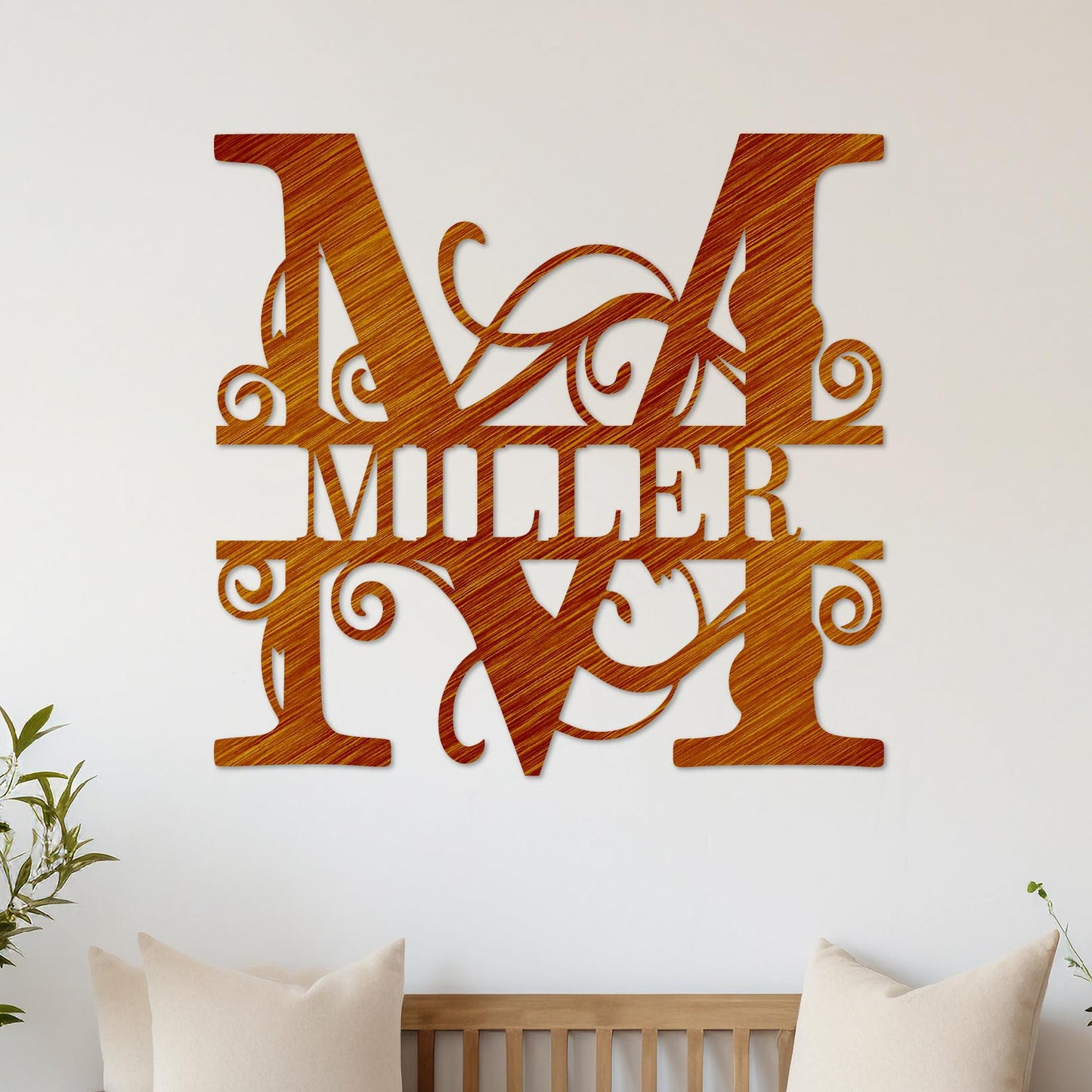 Custom Metal Name Sign | Metal Wall Art | Split Letter Monogram Wall Decor | Personalized Wedding Gift | Outdoor Sign