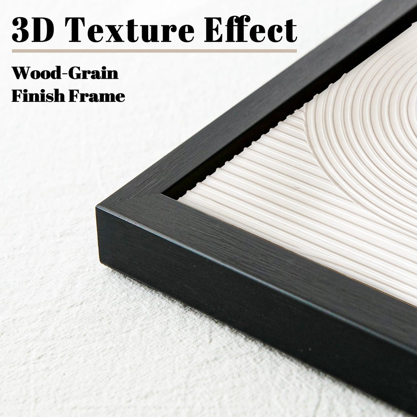 OurWarm 3D Large Framed Black and White Abstract Wall Art for Living Room, 3 Piece Big Minimalist Meutral Textured Modern Wall Art, Wall Pictures for Living Room Hallway Office Wall Decor 24x36 Inch