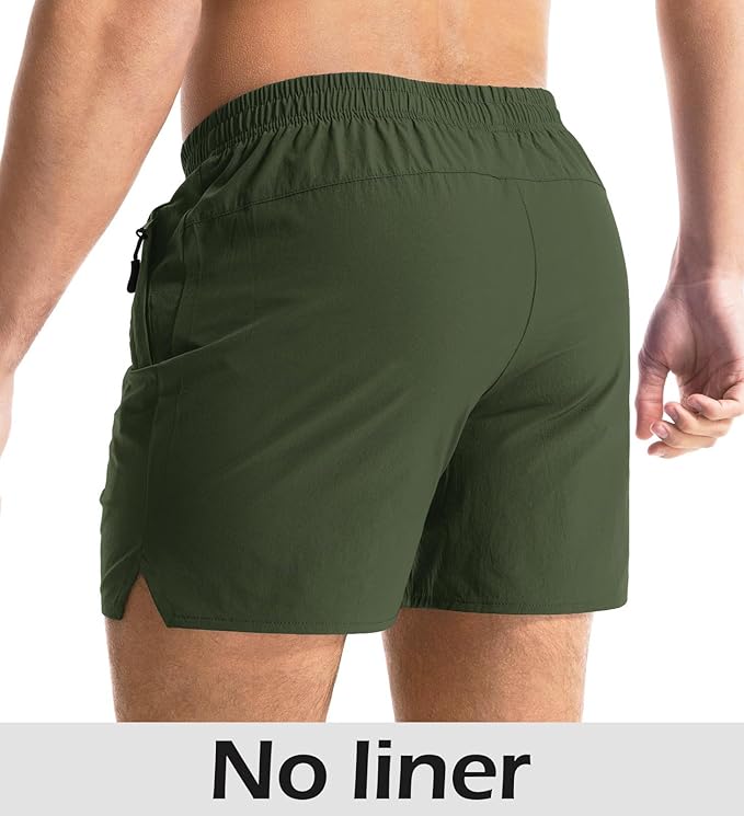 Aolesy Men's Gym Shorts Linerless & Liner - 5" Quick Dry Workout Running Shorts with Zip Pockets Sports Athletic Shorts