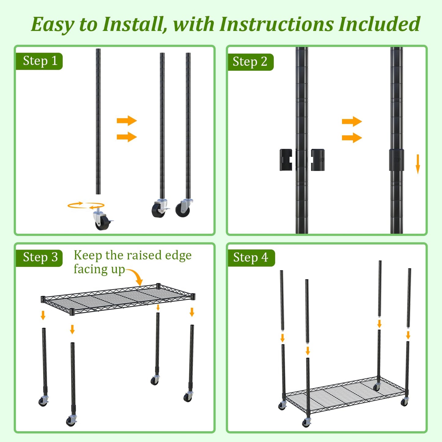 Plant Shelf with Grow Light, DIY 6-Tier Plant Stand with Grow Light, Adjustable Rack and Wheels, 8 Pack 24" 192W T8 Full Spectrum Grow Lamp for Indoor Plants, Seed Starting, Vegetable, 29"x13.5"x73.5"