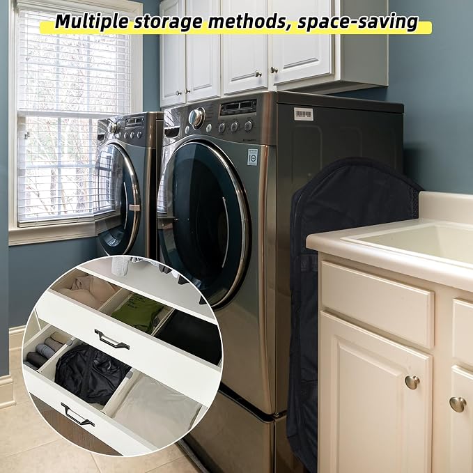 Collapsible Laundry Basket, 90L Foldable Pop-up Laundry Hamper with Reinforced Handles, Tear Proof Mesh Dirty Clothes Hamper for Laundry (Black, 2PCS)