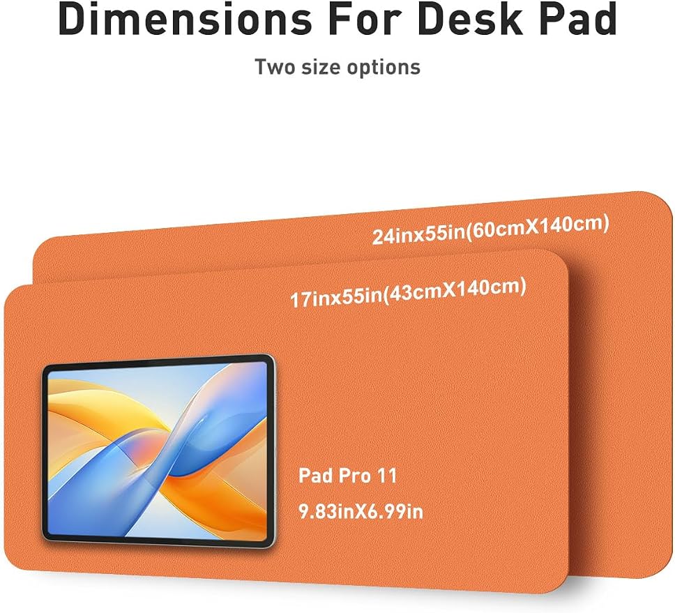 Aothia Faux Leather Desk Mat - Non-Slip PU Leather Desk Blotter, Waterproof Writing Surface, Large Desk Pad for Office & Home (Hermes Orange, 55" x 24")
