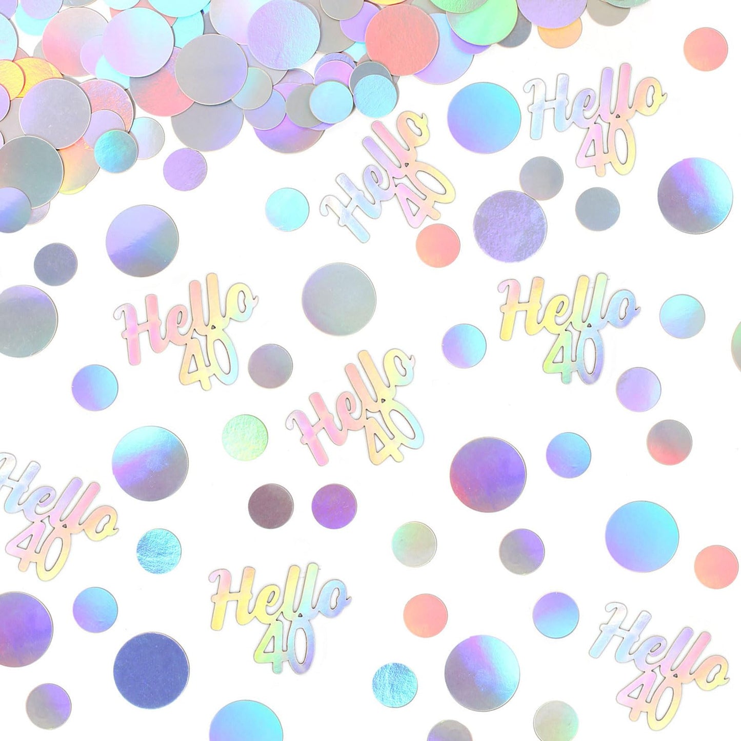 Vofrise 40th Birthday Confetti for Table Iridescent Birthday Party Decorations for Her Circle Dots Hello 40 Women Forty Years Old Birthday Table Scatters Decor Anniversary Party Supplies 300PC