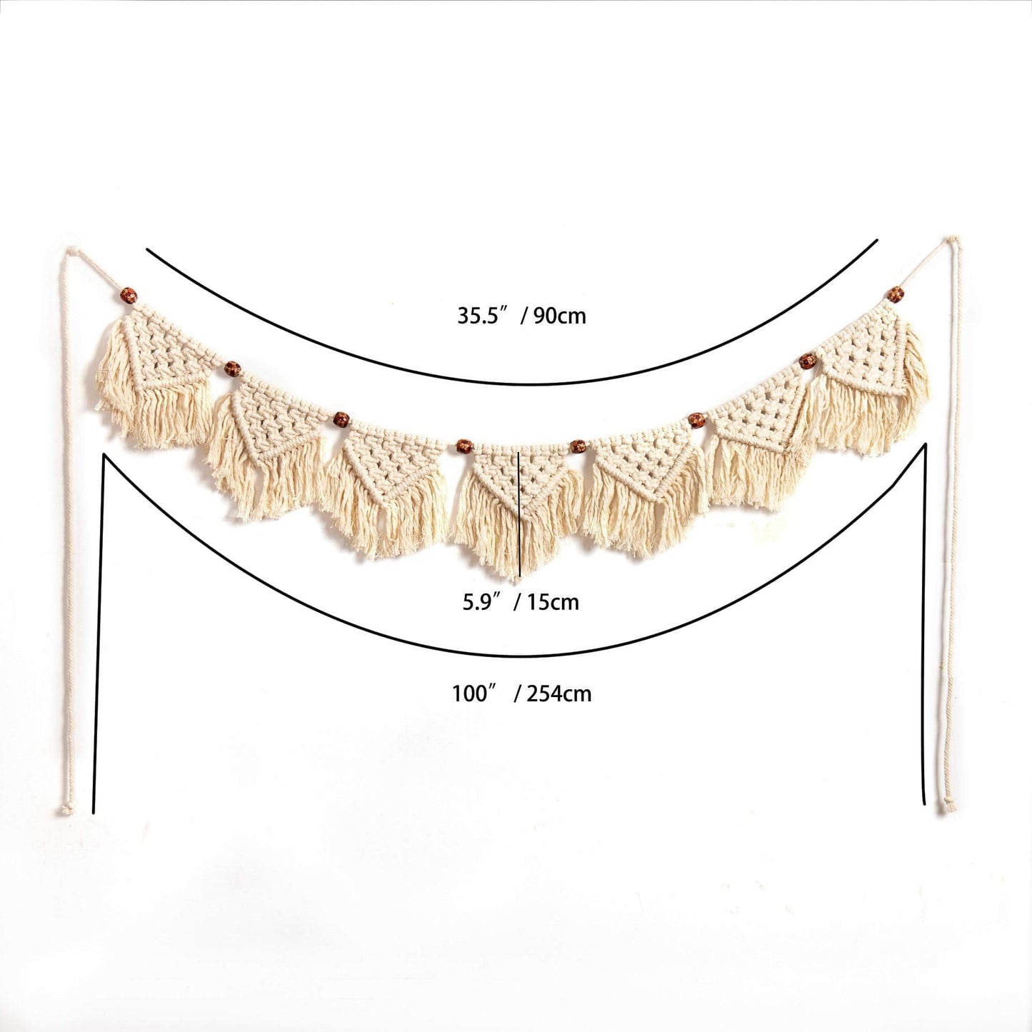Eiyye Boho Tassel Garland Wall Hanging Handmade Cotton Bohemian Banner Home Decor for Bedroom Living Room Nursery, Party & Wedding Decoration（7-Flag）