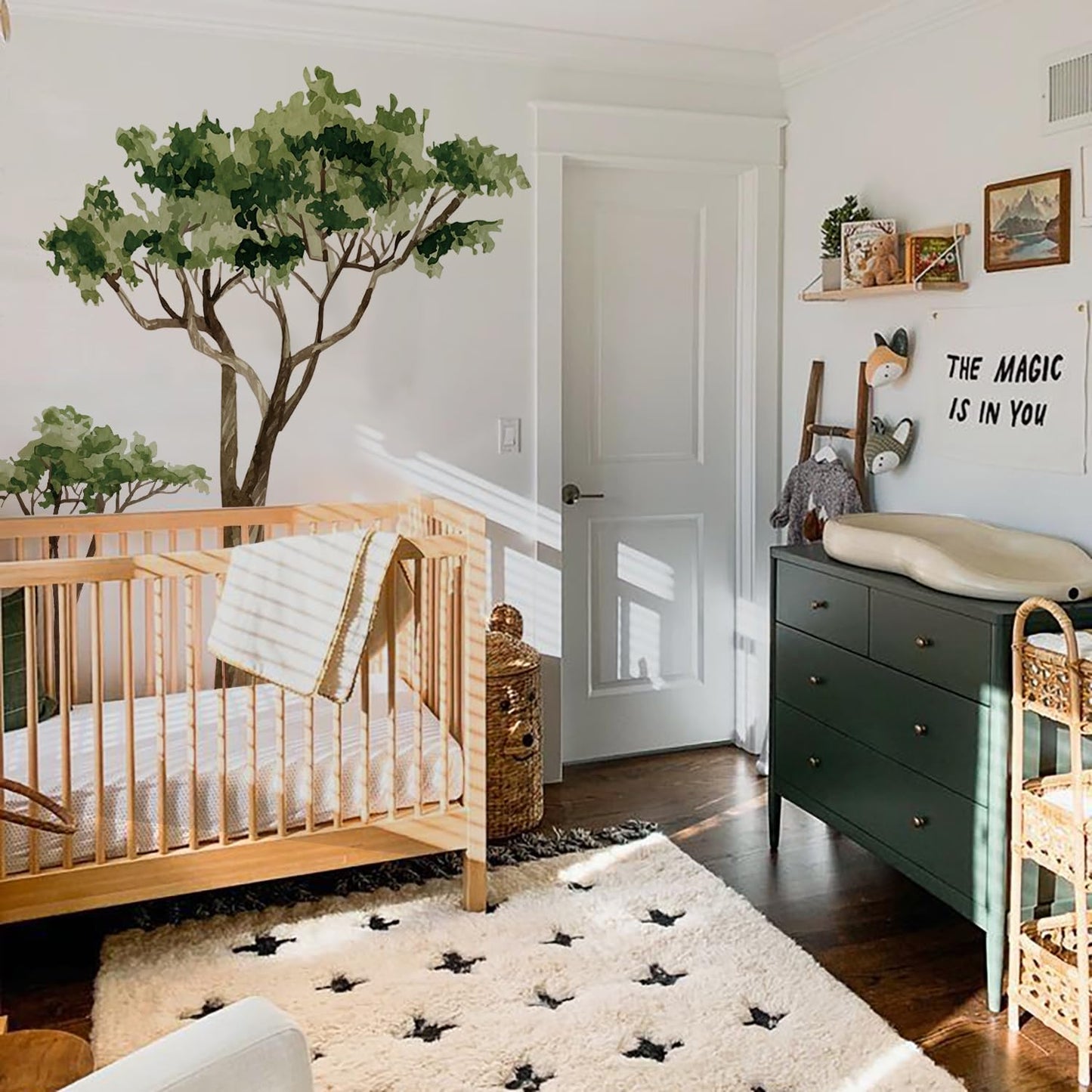 astrkiz Extra Huge Trees Wall Decals Peel and Stick, Self Adhesive PVC Realistic Tree Wall Mural Sticker, Precut Safari Acacia Tree Wall Art Decor for Kids Bedroom Playroom Nursery Room, 70.86"x88.58"