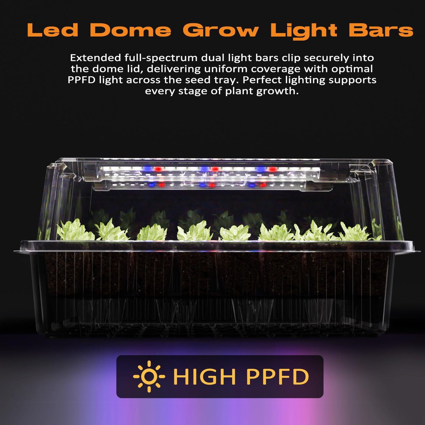 Patigrow 80-Cell Self-Watering Seed Starter Tray with Grow Light, Seed Starter Kit with 4.07” Humidity Dome, Indoor Seedling Starter Tray, Seed Starting Trays for Plant Germination, Seeds Growing
