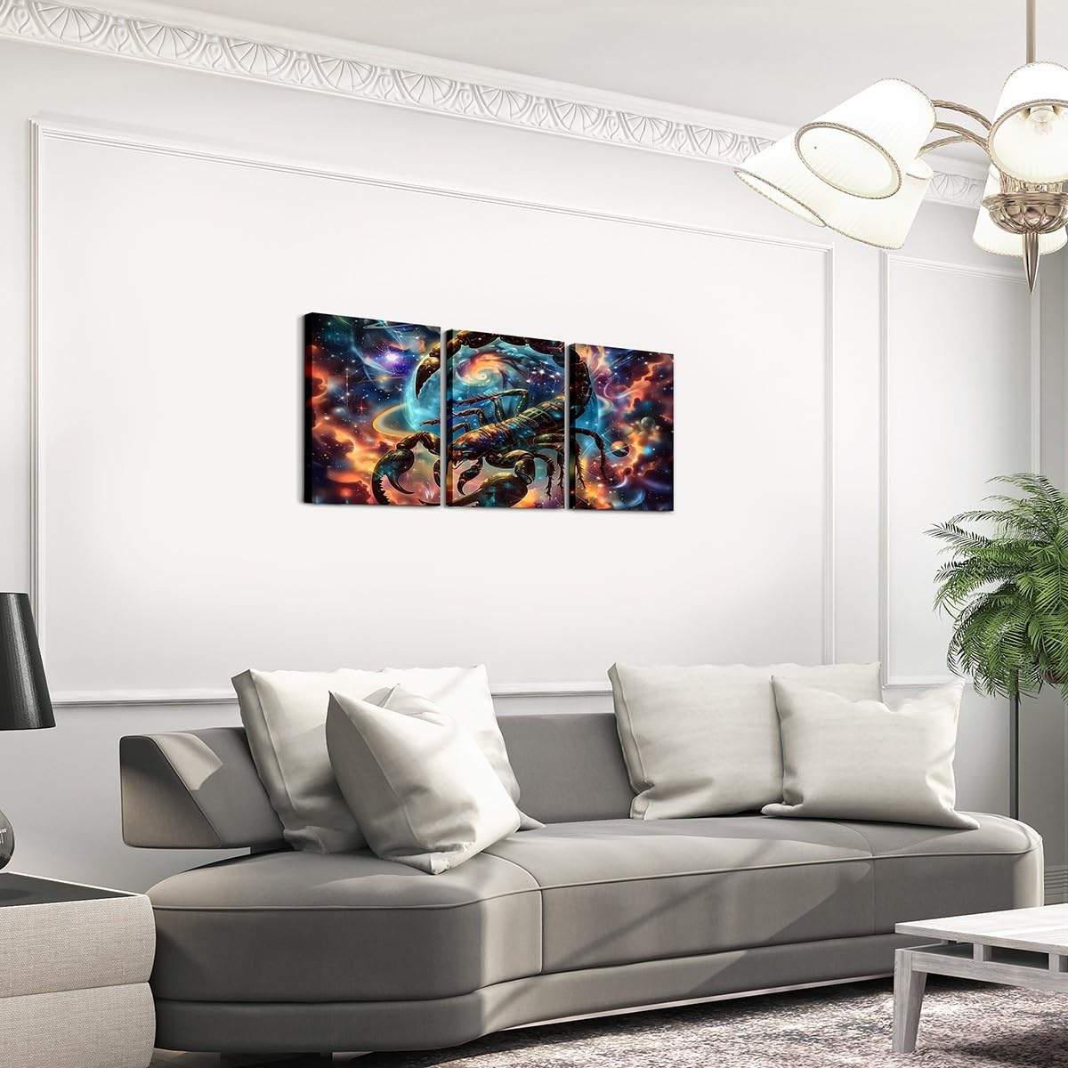 Scorpio Wall Art for Living Room,12 Constellations Zodiac Wall Decor for Bedroom Wall Decorations for Kitchen,Astrology Nebula Galaxy Wall Paintings Office Canvas Pictures,Set of 3