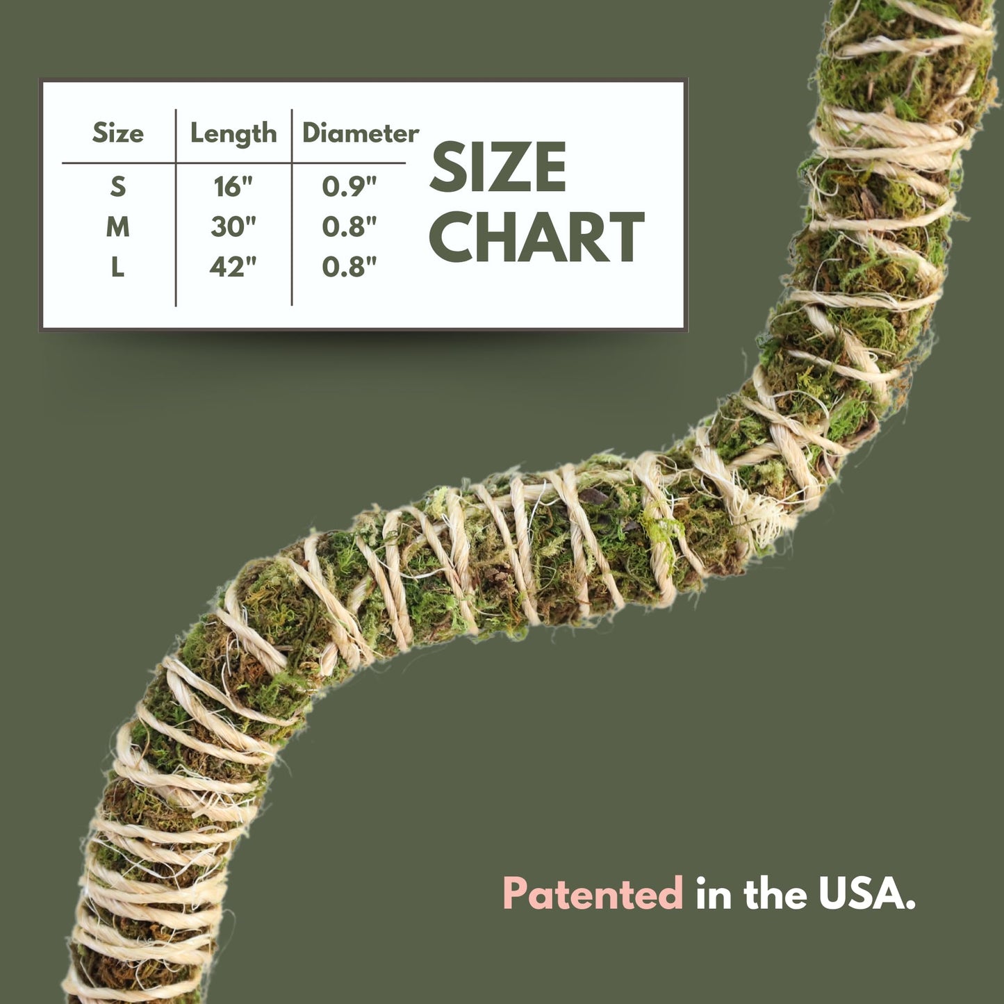 Mossify Bendable Moss Pole for Monstera 3 Pack (16" / 30" / 42") – Flexible Moss Pole Stakes for Indoor Plants – Premium Forest Moss with 3-Prong Stake System – Indoor & Outdoor Plant Trellis Set