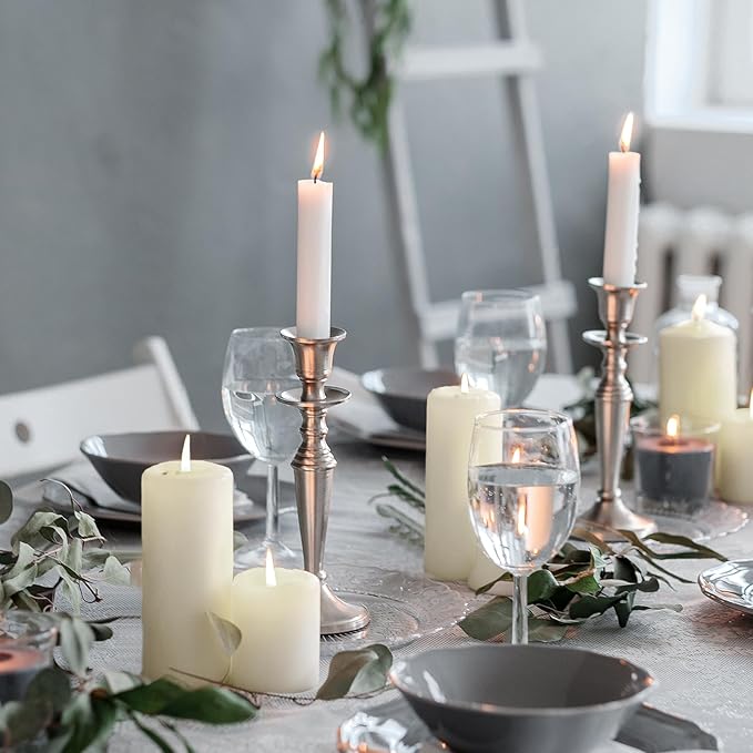 MTLEE Set of 72 Ivory Pillar Candles 2 x 3, 2 x 6, 2 x 8 Inch Smokeless and Dripless Unscented Large Candles Long Clean Burning Rustic Pillar for Wedding Dinner Home Decor