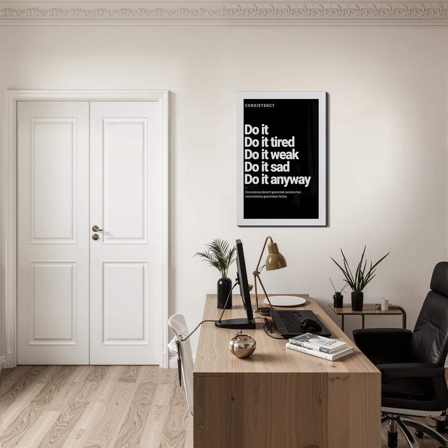 Do it Motivational Wall Decor for Office, Positive Quotes Canvas Art, Framed Wall Art for Living Room, Black and White Inspirational Poster Prints ArtWork Perfect Home Decoration P4