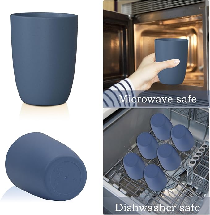 Homienly Wheat Straw Cups, 8 PCS Reusable Drinking Cups, 20 oz, Navy Blue, BPA Free, Dishwasher Safe, Microwave Safe, Premium, Durable, Unbreakable, Recyclable