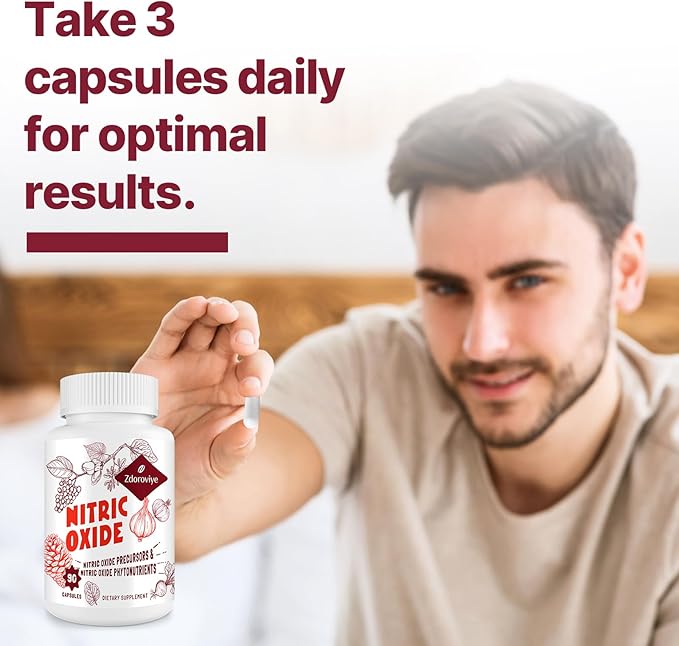Nitric Oxide Supplement for Men, 90 Capsules (1 Pack)