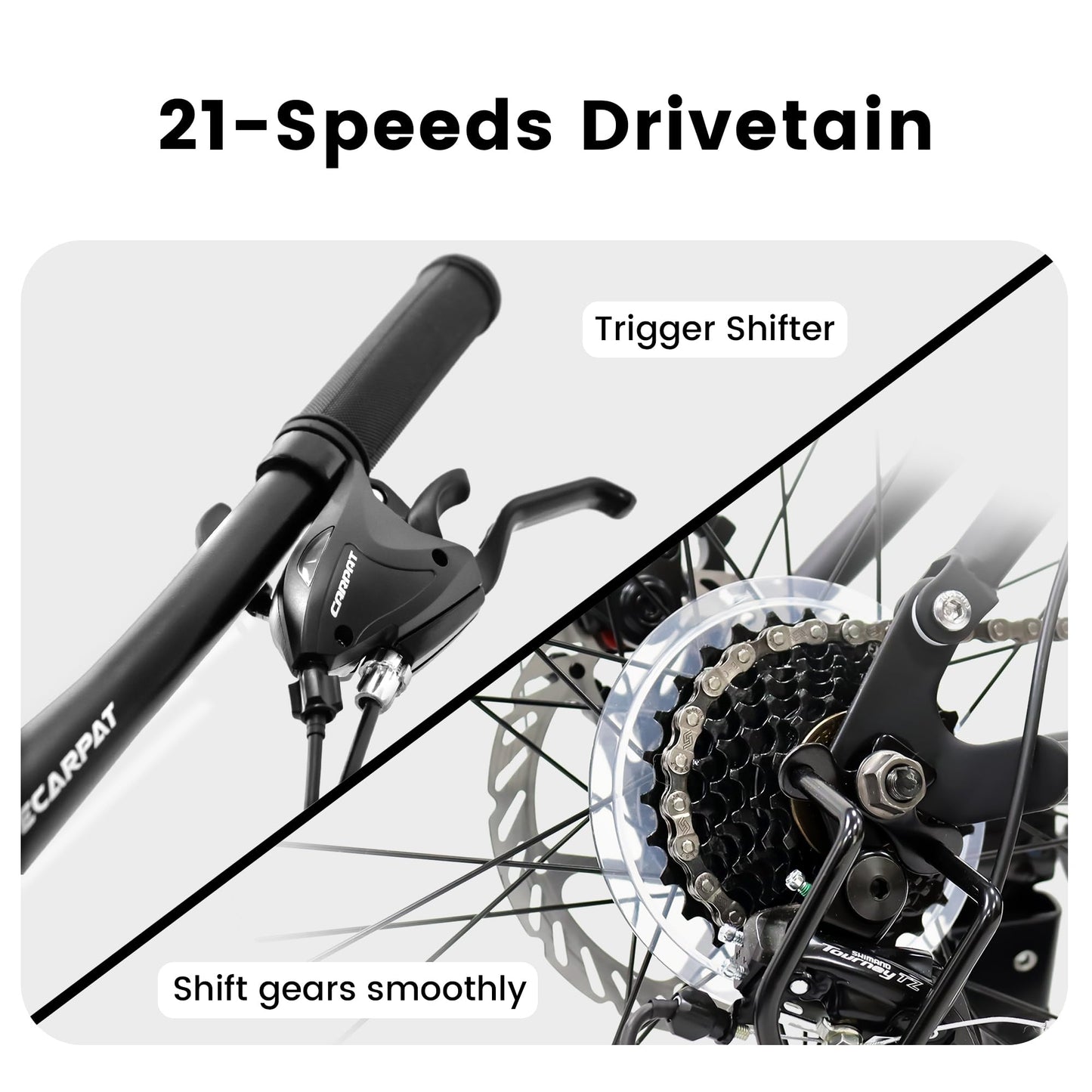 Ecarpat Full Suspension 26 Inch Mountain Bike, 21-Speed Mountain Bicycle with Disc Brake, Carbon Steel Frame, Trail Commuter City MTB Bike