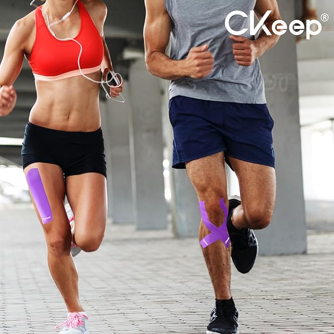 CKeep 4 Rolls Kinesiology Tape, Original Cotton Elastic Athletic Tape, 20 Precut 10" Strips Each, Purple, Ideal for Muscle Support & Injury Prevention