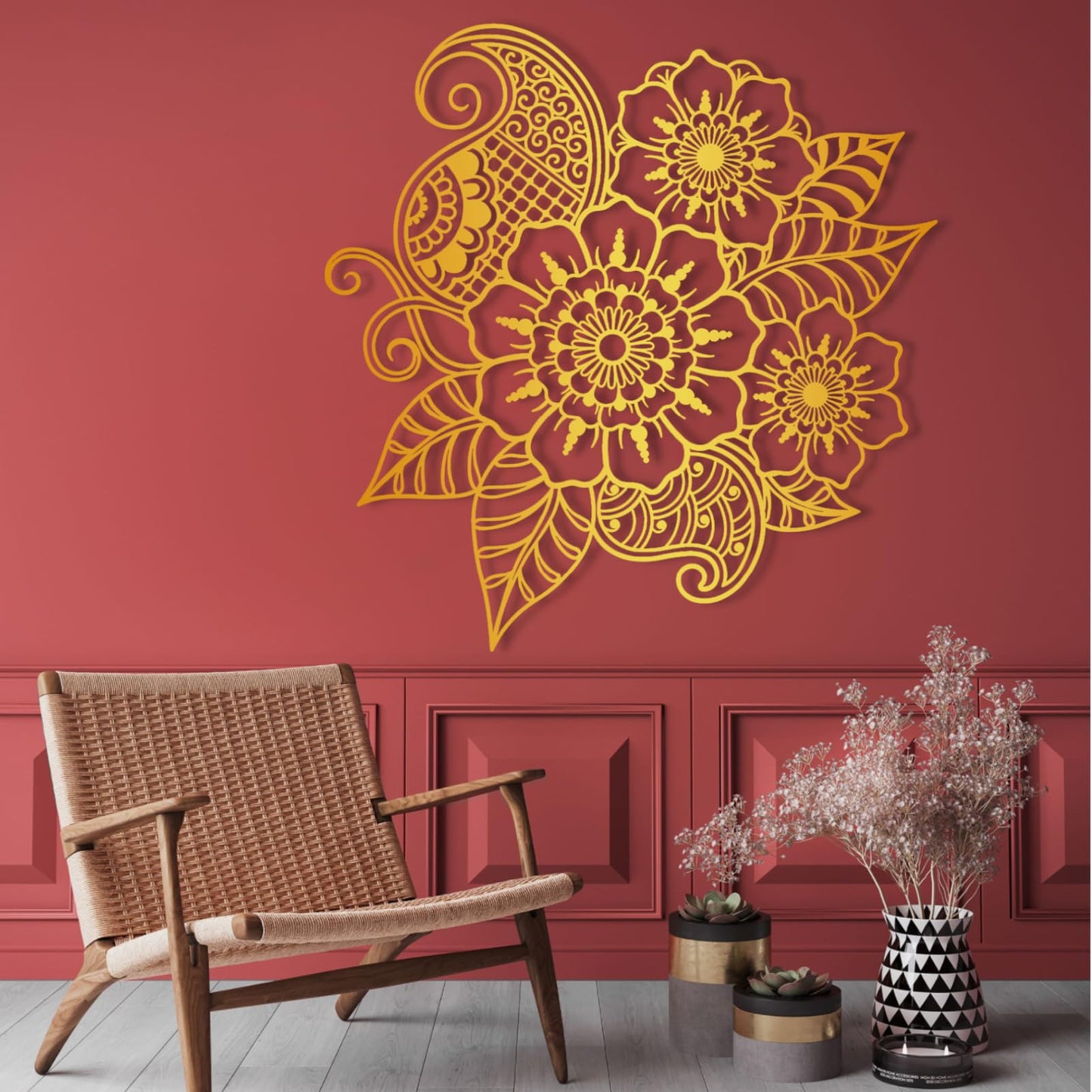 Large Metal Mandala Wall Art, Metal Mandala Wall Art, Mandala Wall Art, Boho Wall Decor, Black Metal Wall Art, Housewarming Gift, Office Decor (Gold, 40.5x39.3"/103x100cm)