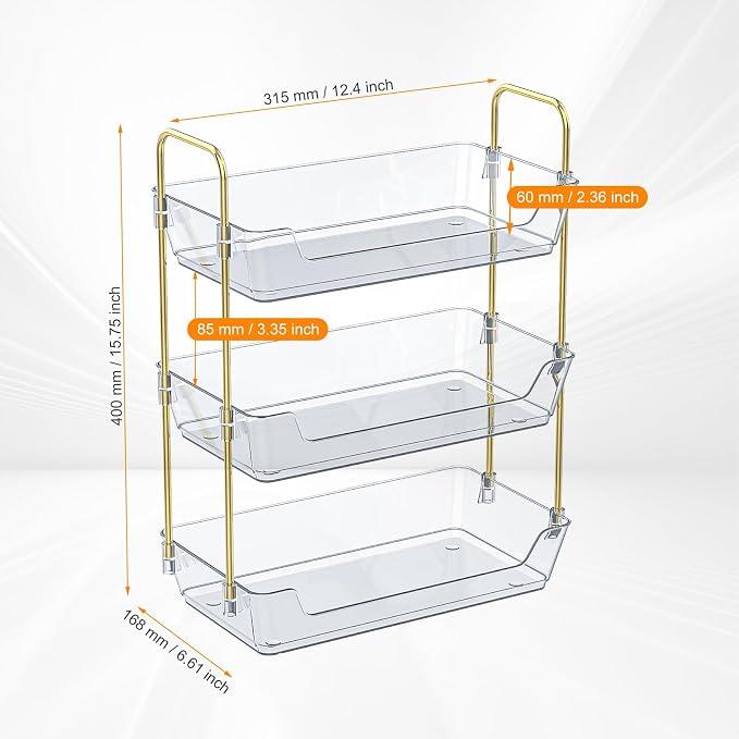 Leoenir 3-Tier Bathroom Organizer Countertop – Makeup, Perfume, and Skincare Storage Tray for Bathroom, Dresser, and Vanity