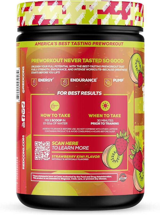 REDCON1 Total War Reloaded Pre Workout, Strawberry Kiwi - Creatine, Beta Alanine + L-Citrulline Malate Keto Friendly for Men & Women with 350mg of Caffeine - Fast Acting (30 Servings)
