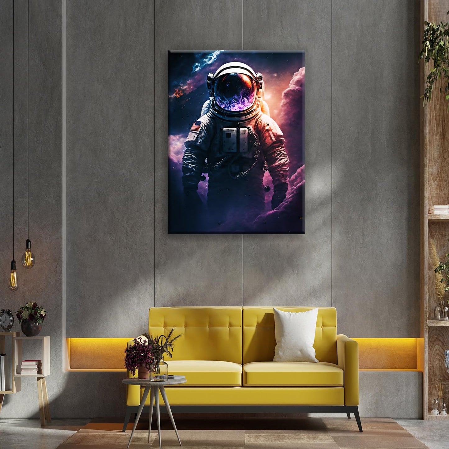 Framed Astronaut Wall Art Space Pop Culture Graffiti Street Art Painting Pictures Wall Decor Canvas Prints Modern Gifts For Man Artwork Space Boys Room Home Decor For Bedroom Living Room Office