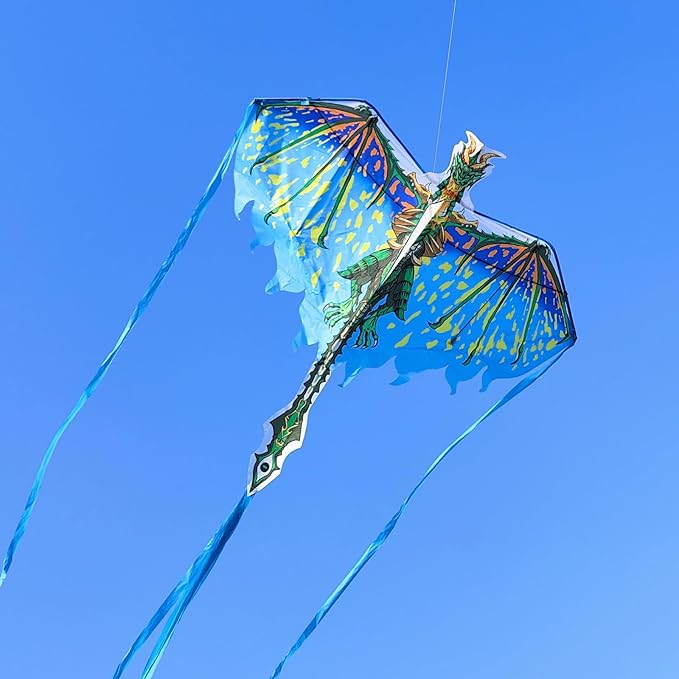 Mint's Colorful Life Dragon Kite for Kids & Adults, Easy to Fly Best Beach Kites for Beginners, 300ft Kite String Included