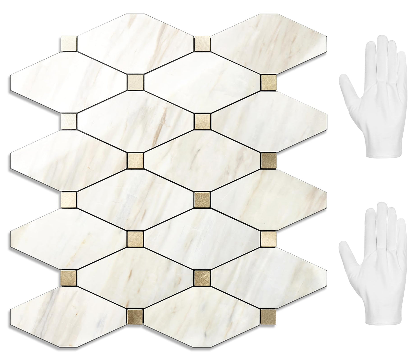 STICKGOO 10 Sheets Peel and Stick Backsplash, Polished Eurasia Biege Marble Look Kitchen Backsplash, Glossy Waterproof Stick on Backsplash for Kitchen Wall, Bathroom
