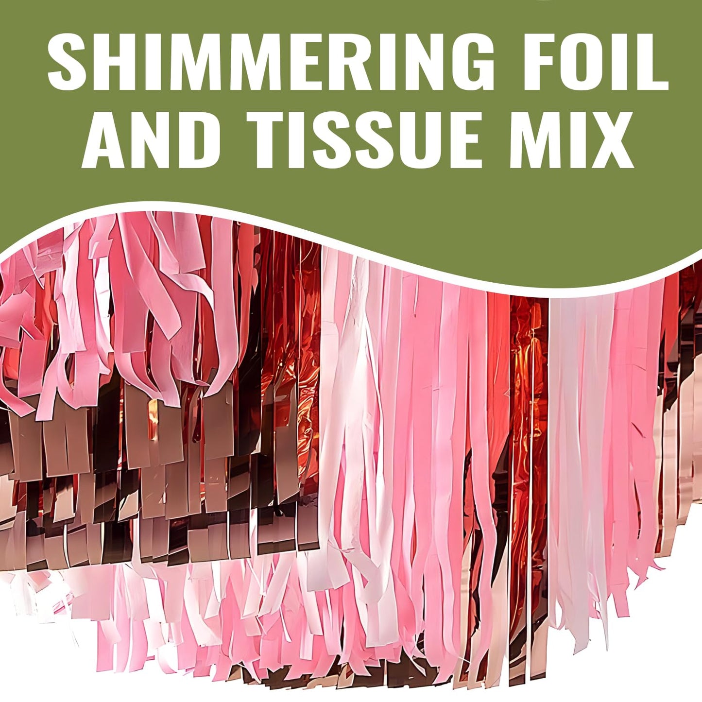 Fun Express 12 Ft. Pink Metallic Foil & Tissue Paper Hanging Ceiling Decoration
