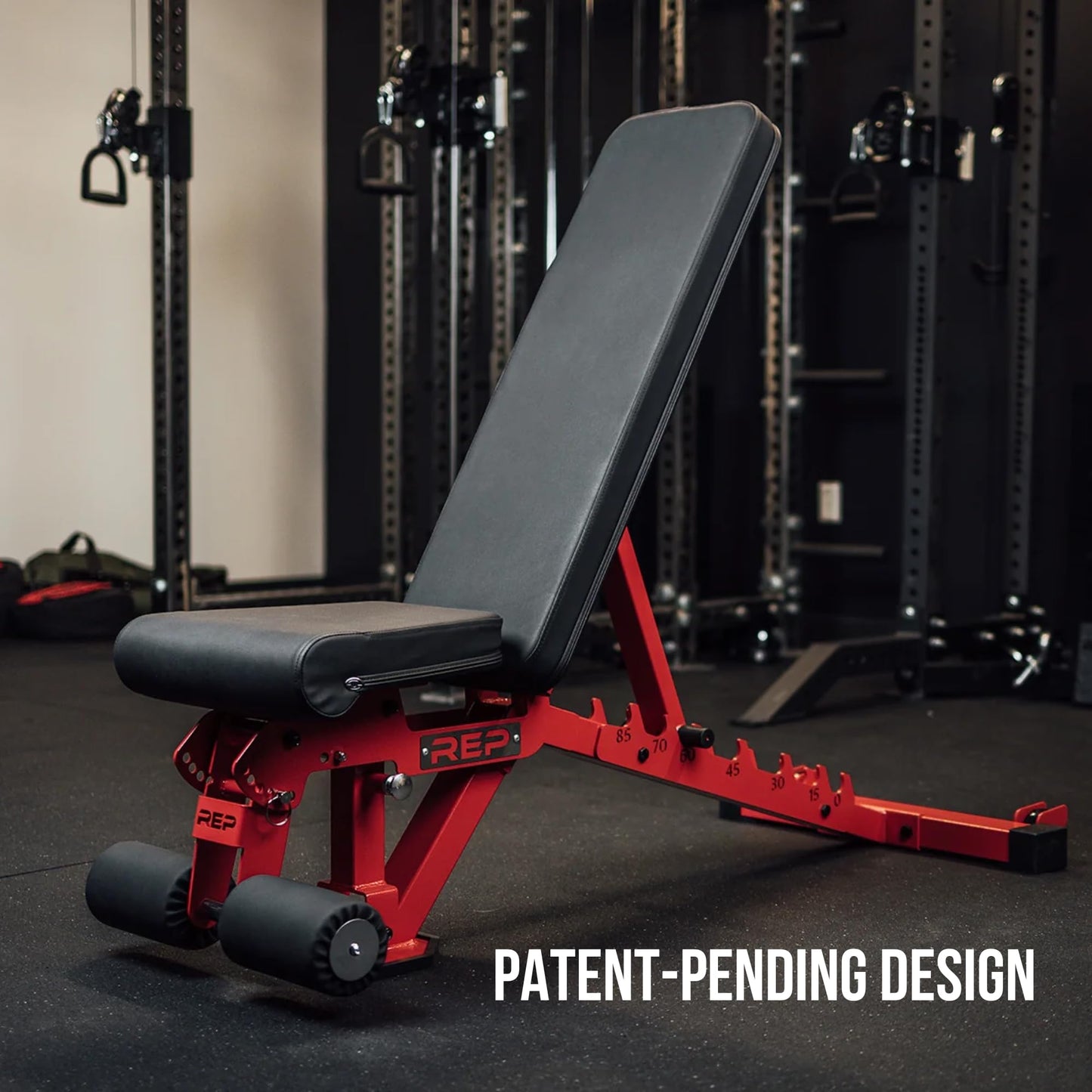 REP Foldable Incline Decline Bench | FID Platform for Home Gym | Compact Portable Fitness Stationary Equipment | Heavy Duty Strength Training Chair | Adjustable Sit-up Dumbbell Workout Support, Red