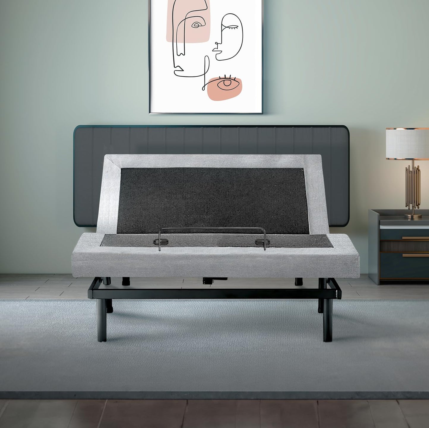 Irvine Home Collection King Adjustable Bed Base | Dual Massage | USB Ports | Zero Gravity | Anti-Snore | Memory Positions | Under Bed Lighting | Wireless Remote | Zero Clearance