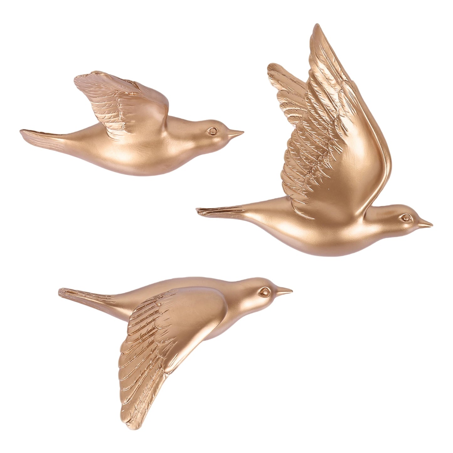 suruim Bird Wall Sculptures Set of 3-3D Wall Art Decor for Living Room, Home Decor Modern Golden Wall Decor & Bird Gallery Wall Art (Gold)